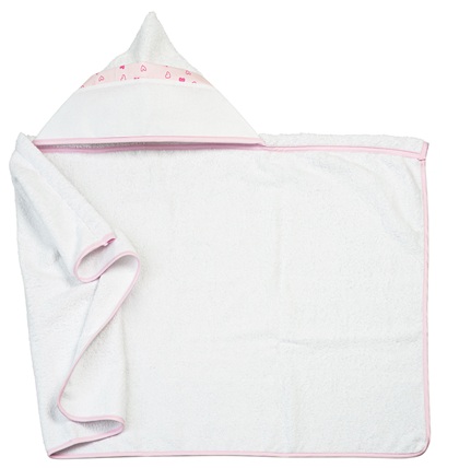 Peignoir de bain triangle - Petits cœurs - Rose