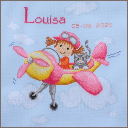 Avion avec une fille et un chat