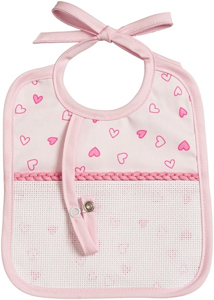 Bavoir avec Porte-tétine - Petits cœurs - Rose