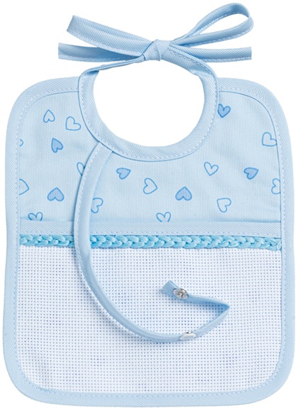 Bavoir avec Porte-tétine - Petits cœurs - Ciel bleu