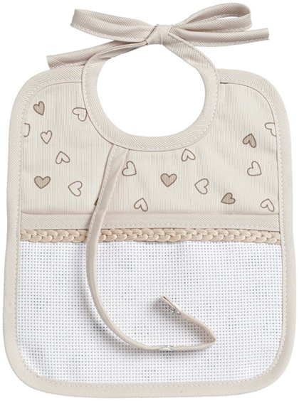 Bavoir avec Porte-tétine - Petits cœurs - Tourterelle