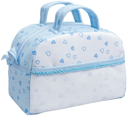 Trousse toilette - Petits cœurs - Ciel bleu