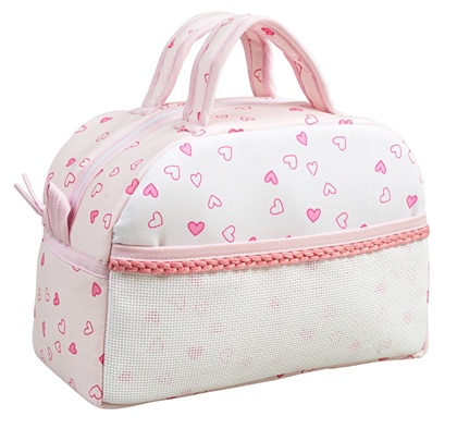 Trousse toilette - Petits cœurs - Rose