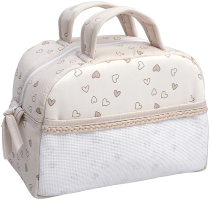 Trousse toilette - Petits cœurs - Tourterelle