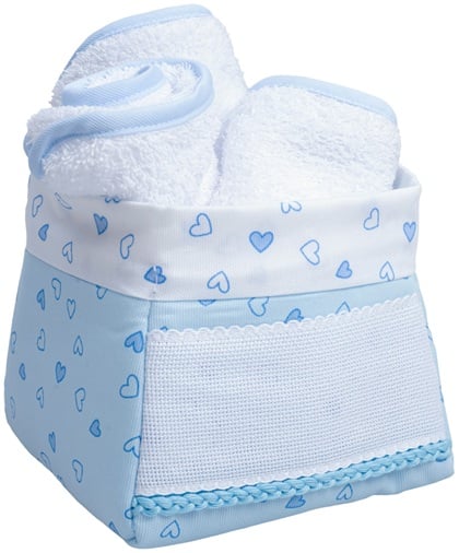 Panier porte-serviettes - Petits cœurs - Ciel bleu