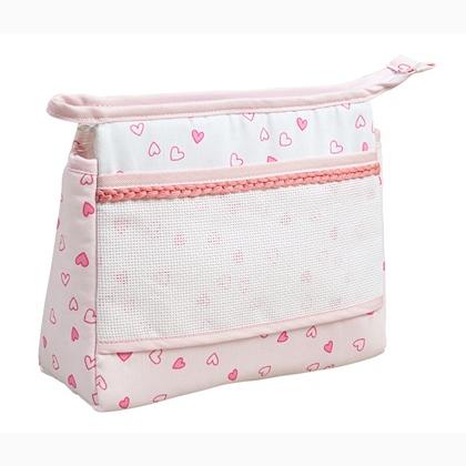 Trousse - Petits cœurs - Rose