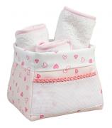 Panier porte-serviettes - Petits cœurs - Rose