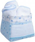 Panier porte-serviettes - Petits cœurs - Ciel bleu