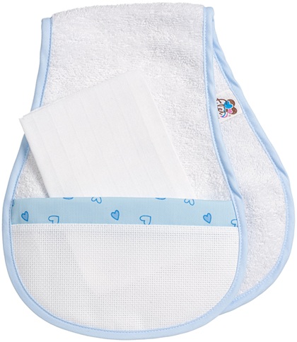 Serviette protège épaule anti-bavouille - Petits cœurs - Ciel bl