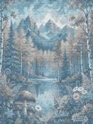 Serviette - Fairytale - Bleu - NO Aida