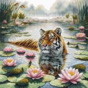 Tigre parmi les nénuphars