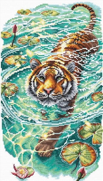 Tigre dans le lac