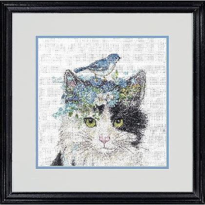 Chat avec couronne florale