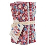 Tilda Village Life Fat Quarter Bundle Burgundy