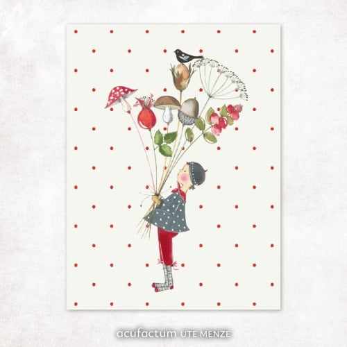 Étiquette textile - Kind mit Strauß