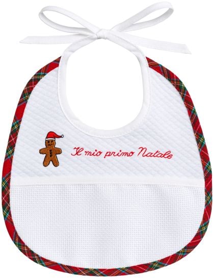 Bavoir - Mon premier Noël - Pain d\'épices en tartan