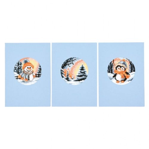 Cartes à broder : Hiver - Set de 3